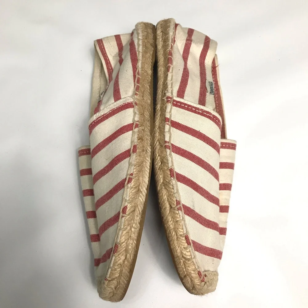 Soludos Red Stripe Espadrille Flats Size 7 Summer Canvas Shoes